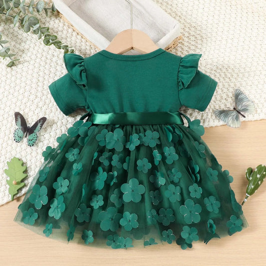 2025 New Girls TUTU Dresses for 0-24Months Baby Birthday Party Elegant Princess Dress Ruffles Girls Dress Short Sleeve Summer