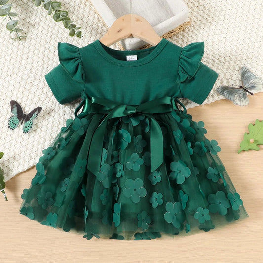 2025 New Girls TUTU Dresses for 0-24Months Baby Birthday Party Elegant Princess Dress Ruffles Girls Dress Short Sleeve Summer